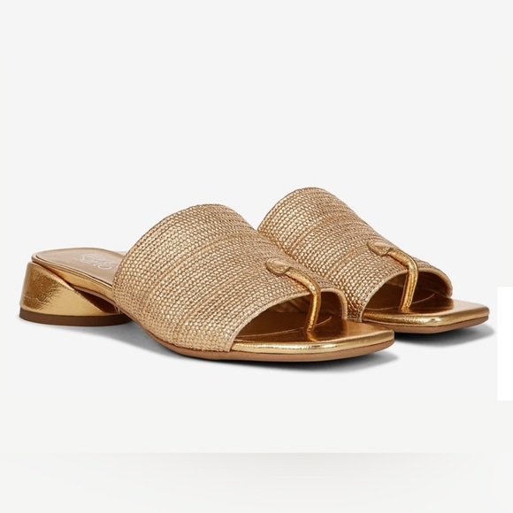 Franco Sarto Shoes - NEW Franco Sarto Women's Loran Block Heel Slide Sandal - Size 9 Gold